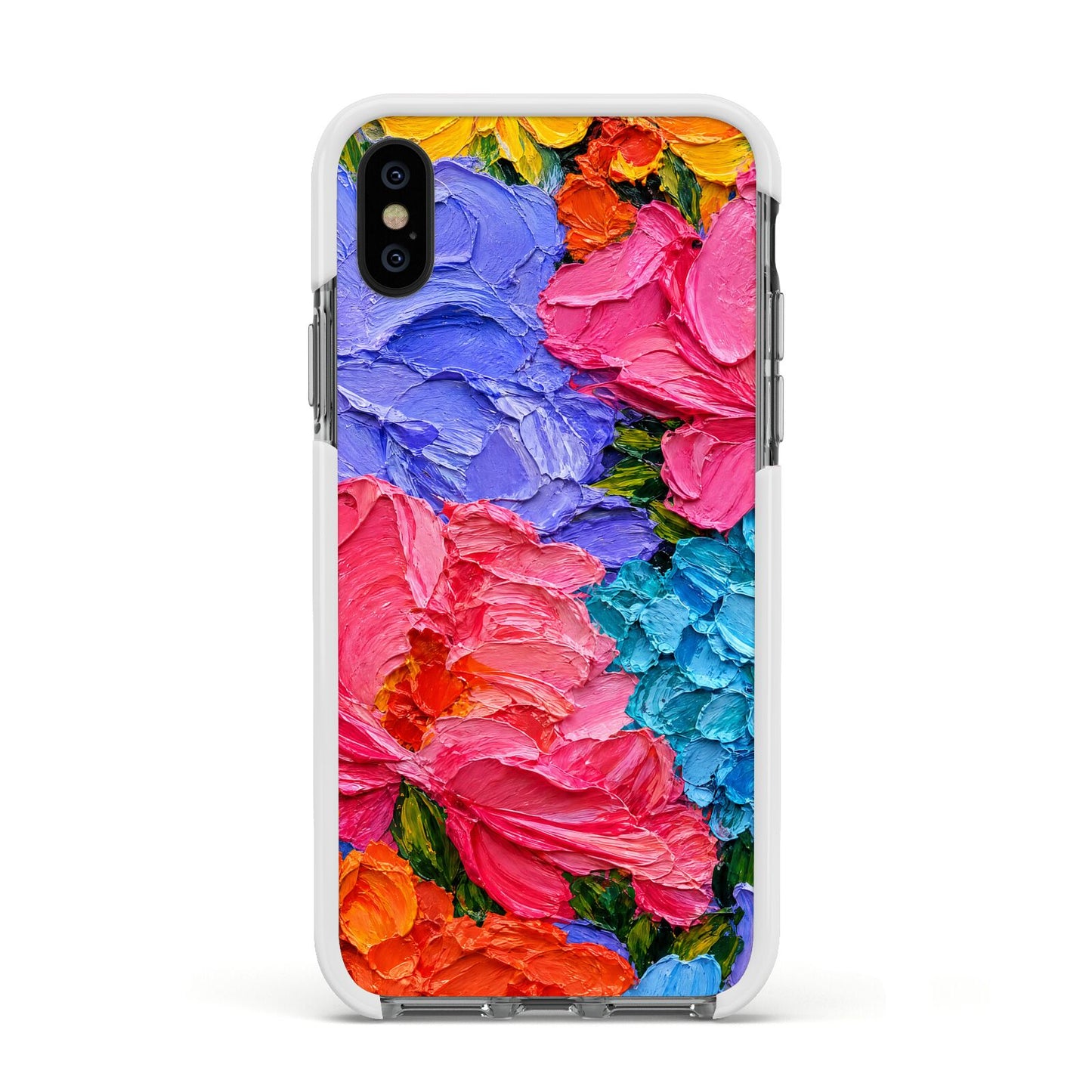 Bloom Riot Apple iPhone Xs Impact Case White Edge on Black Phone