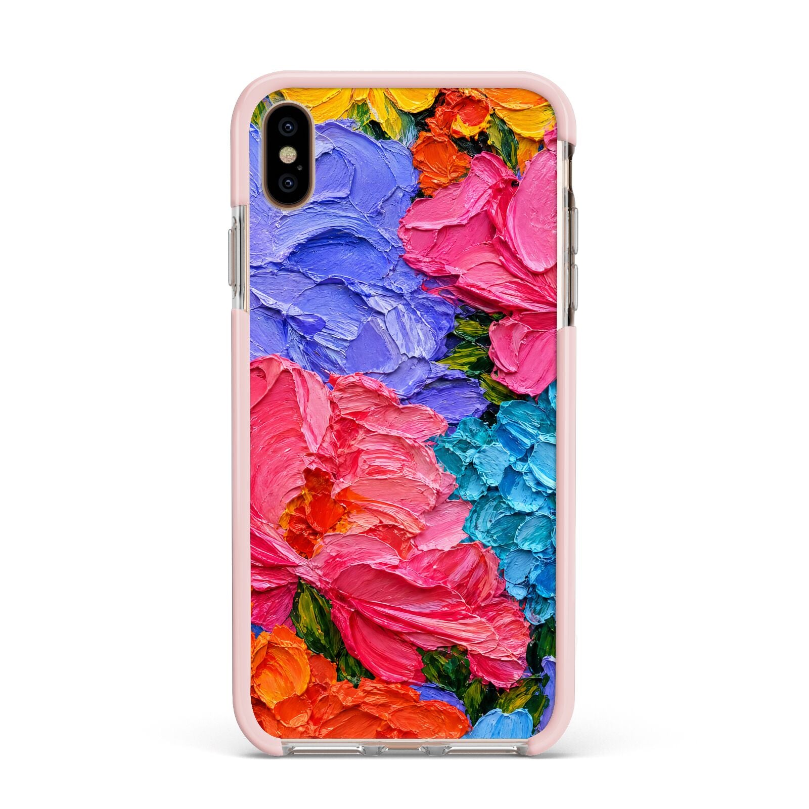 Bloom Riot Apple iPhone Xs Max Impact Case Pink Edge on Gold Phone