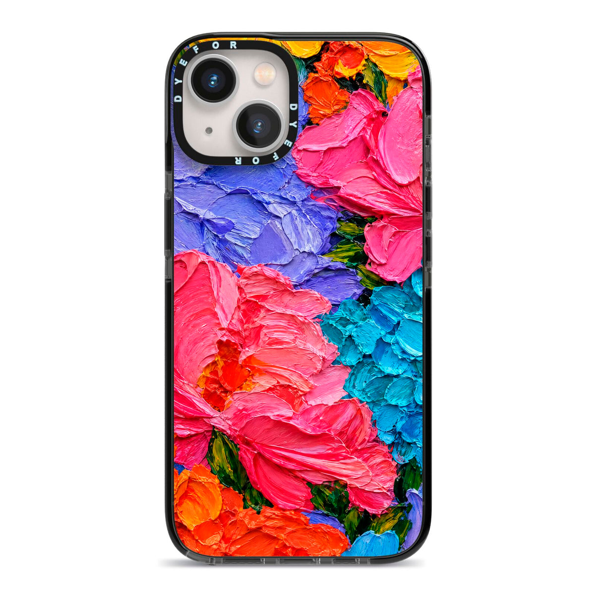 Bloom Riot iPhone 13 Black Impact Case on Silver phone