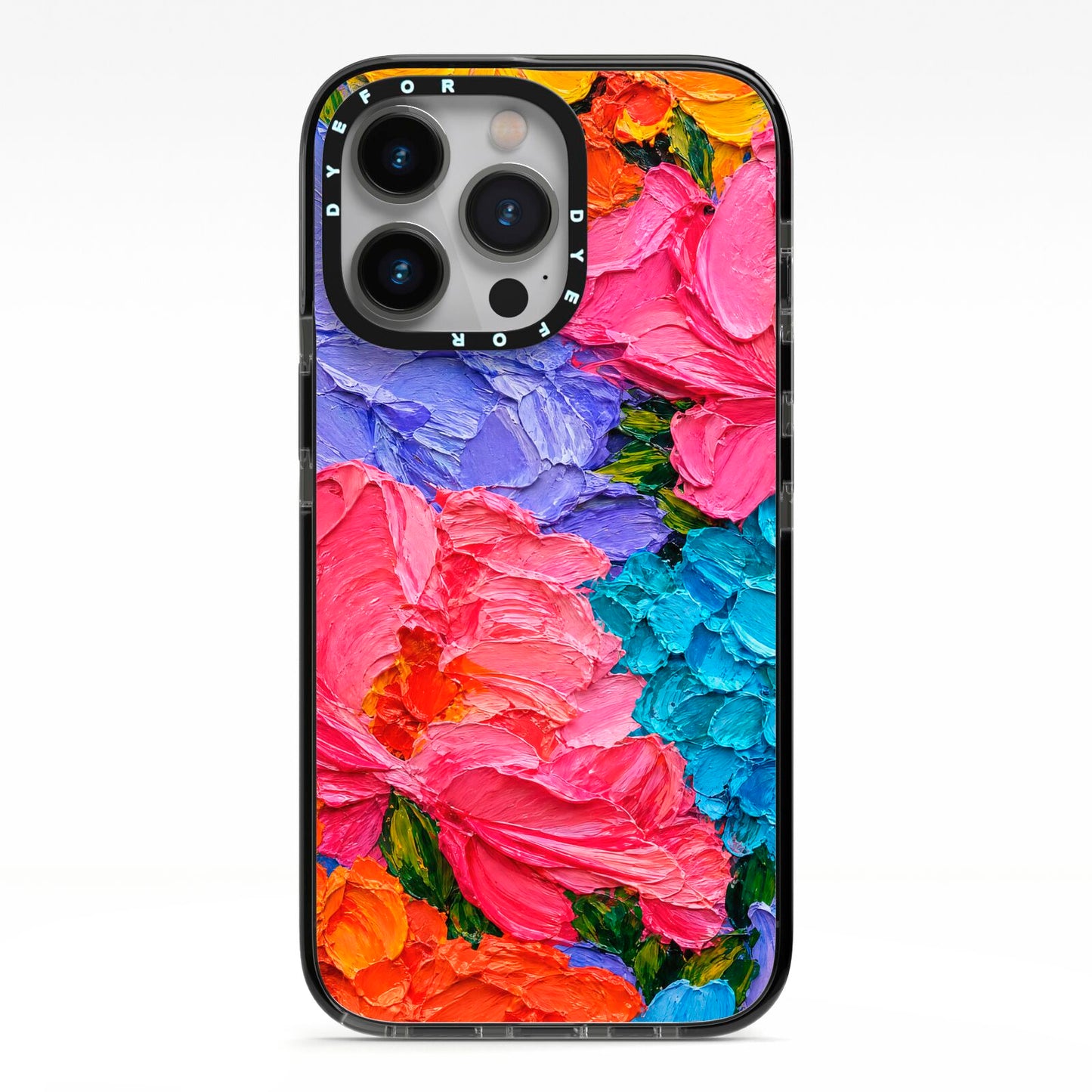 Bloom Riot iPhone 13 Pro Black Impact Case on Silver phone