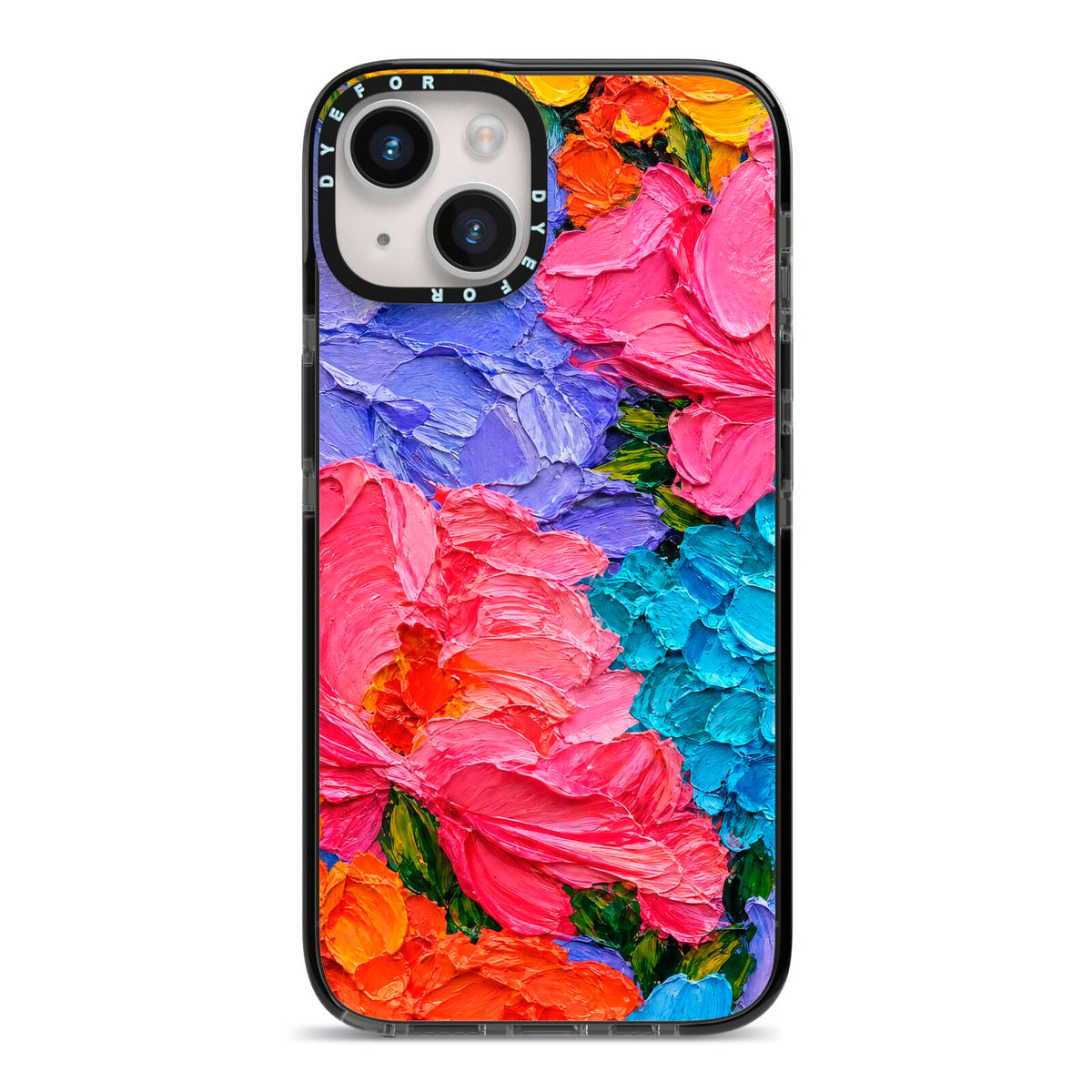 Bloom Riot iPhone 14 Black Impact Case on Silver phone