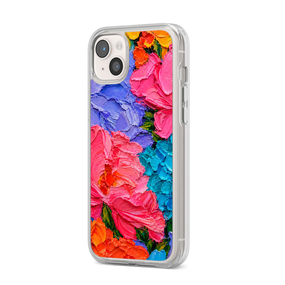 Bloom Riot iPhone 14 Plus Clear Tough Case Starlight Angled Image