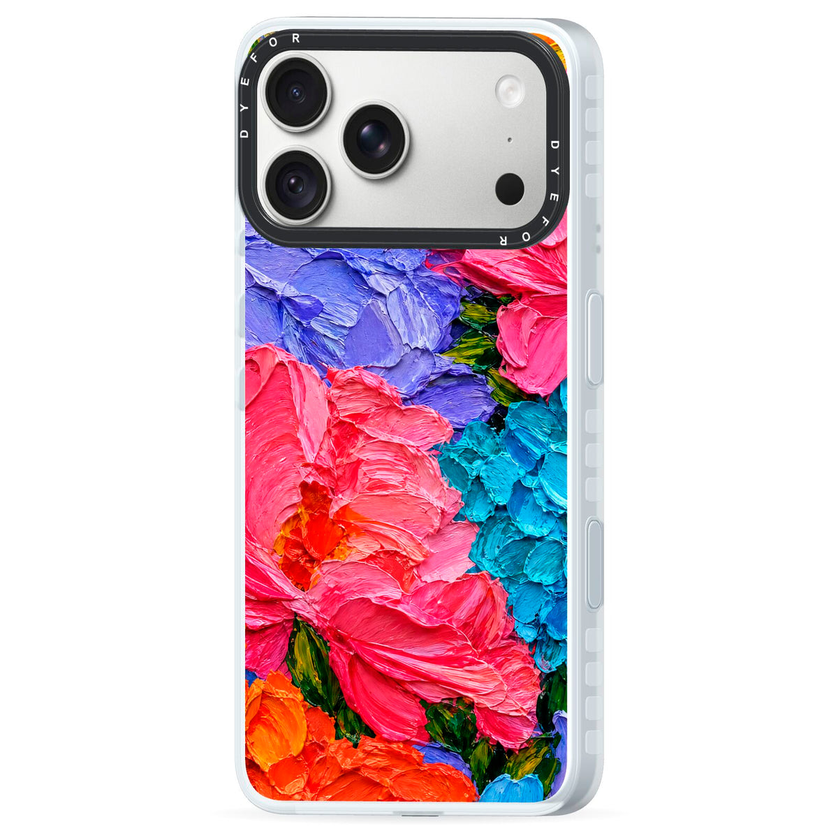 Bloom Riot iPhone 18 Pro Max Black Impact Pre order Case Side Angle on Silver phone
