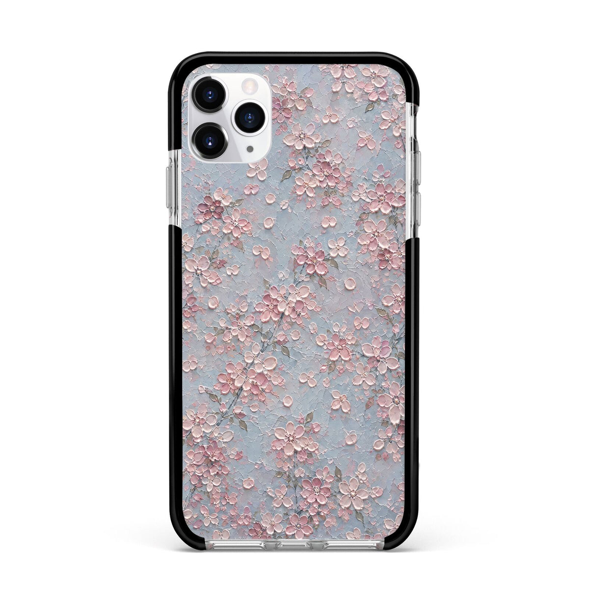 Blossom Haze Apple iPhone 11 Pro Max in Silver with Black Impact Case