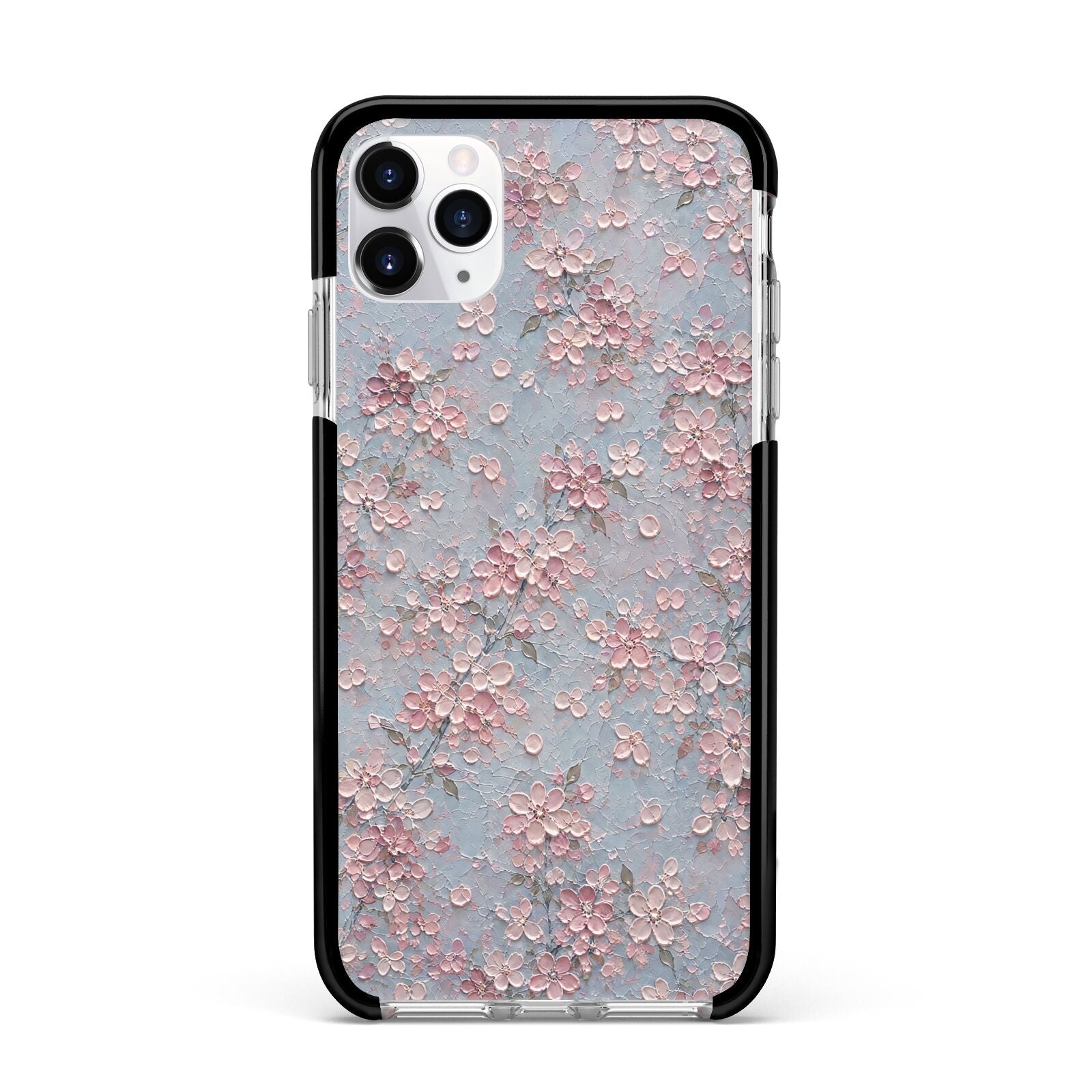 Blossom Haze Apple iPhone 11 Pro Max in Silver with Black Impact Case