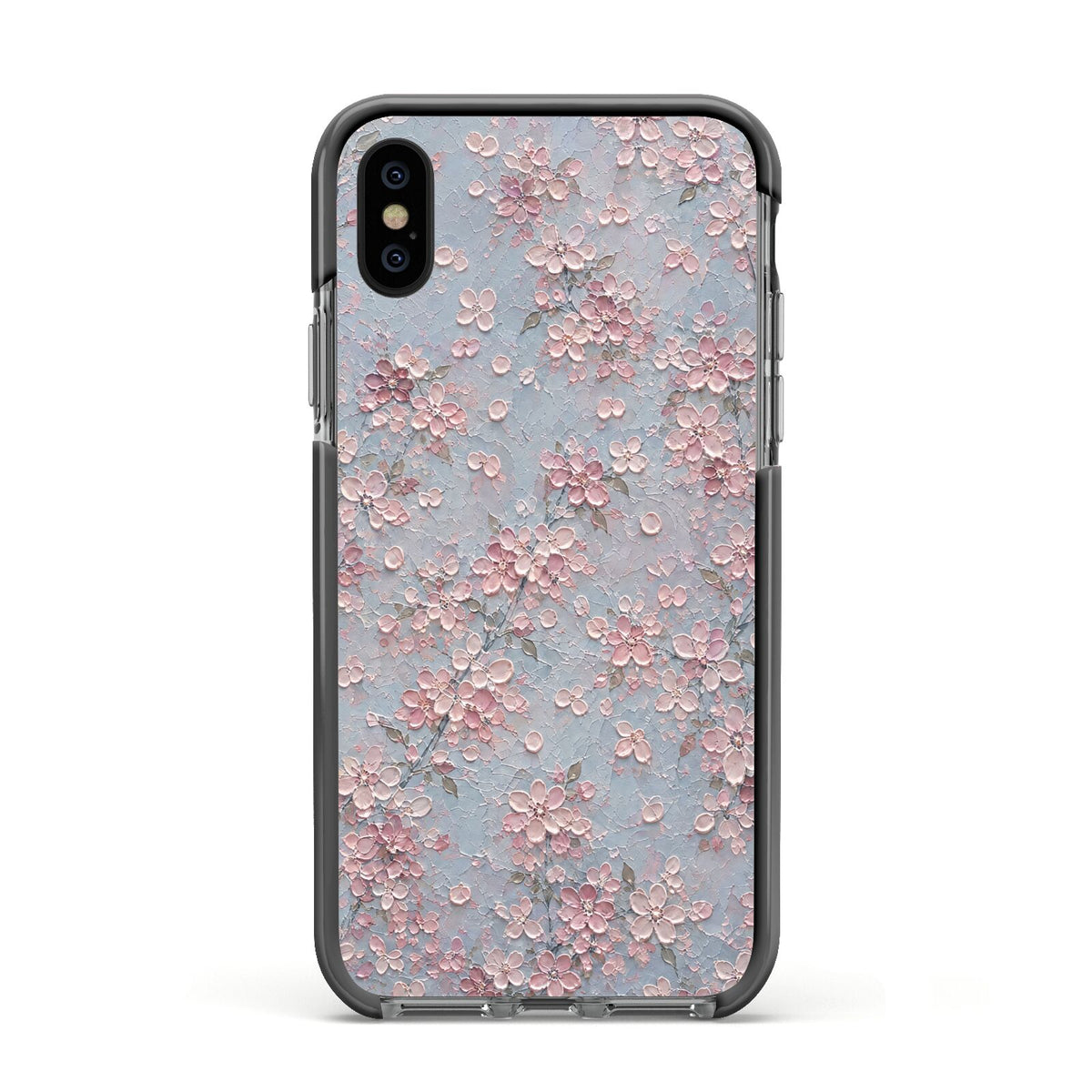 Blossom Haze Apple iPhone Xs Impact Case Black Edge on Black Phone