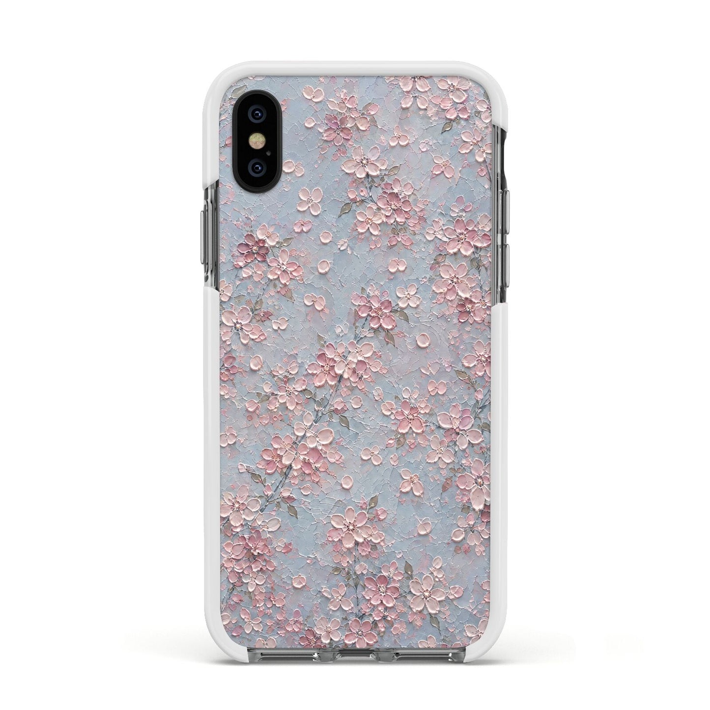 Blossom Haze Apple iPhone Xs Impact Case White Edge on Black Phone