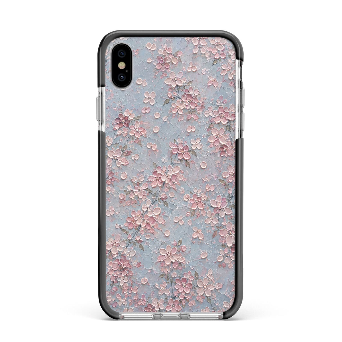 Blossom Haze Apple iPhone Xs Max Impact Case Black Edge on Silver Phone