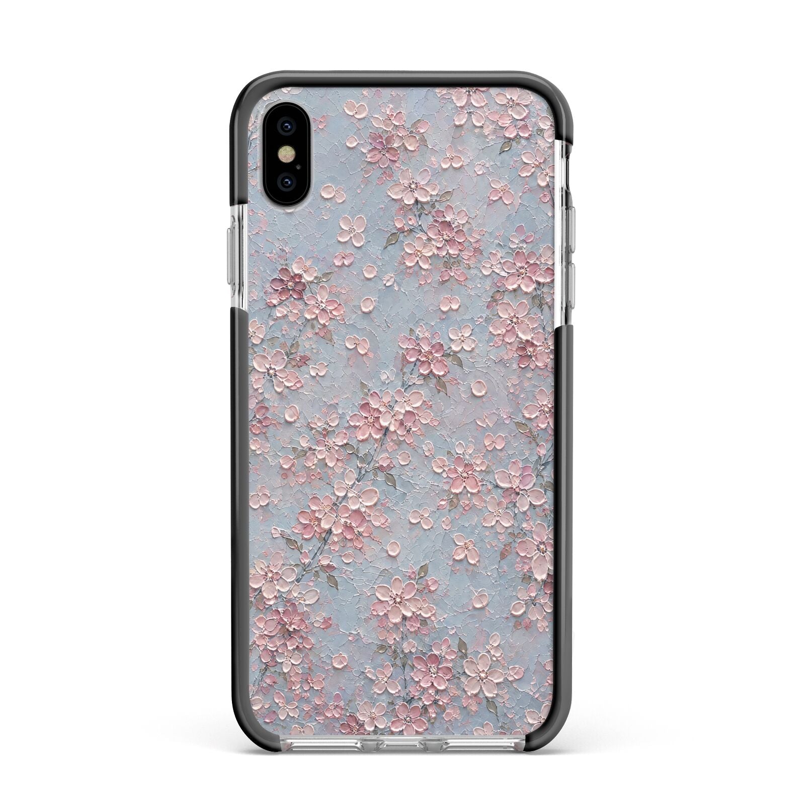 Blossom Haze Apple iPhone Xs Max Impact Case Black Edge on Silver Phone