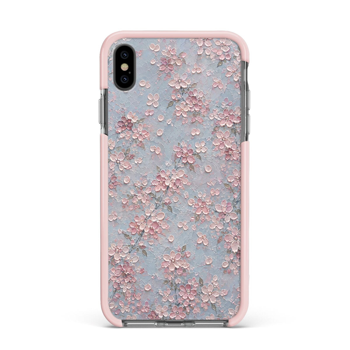 Blossom Haze Apple iPhone Xs Max Impact Case Pink Edge on Black Phone