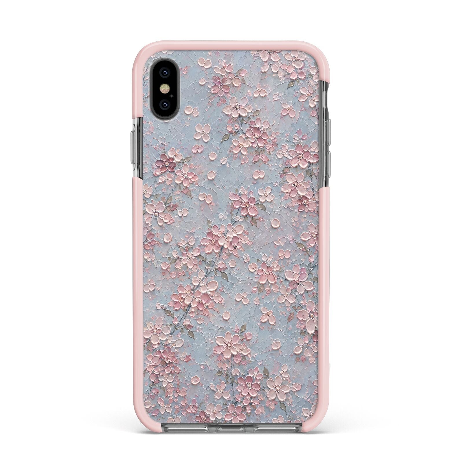 Blossom Haze Apple iPhone Xs Max Impact Case Pink Edge on Black Phone