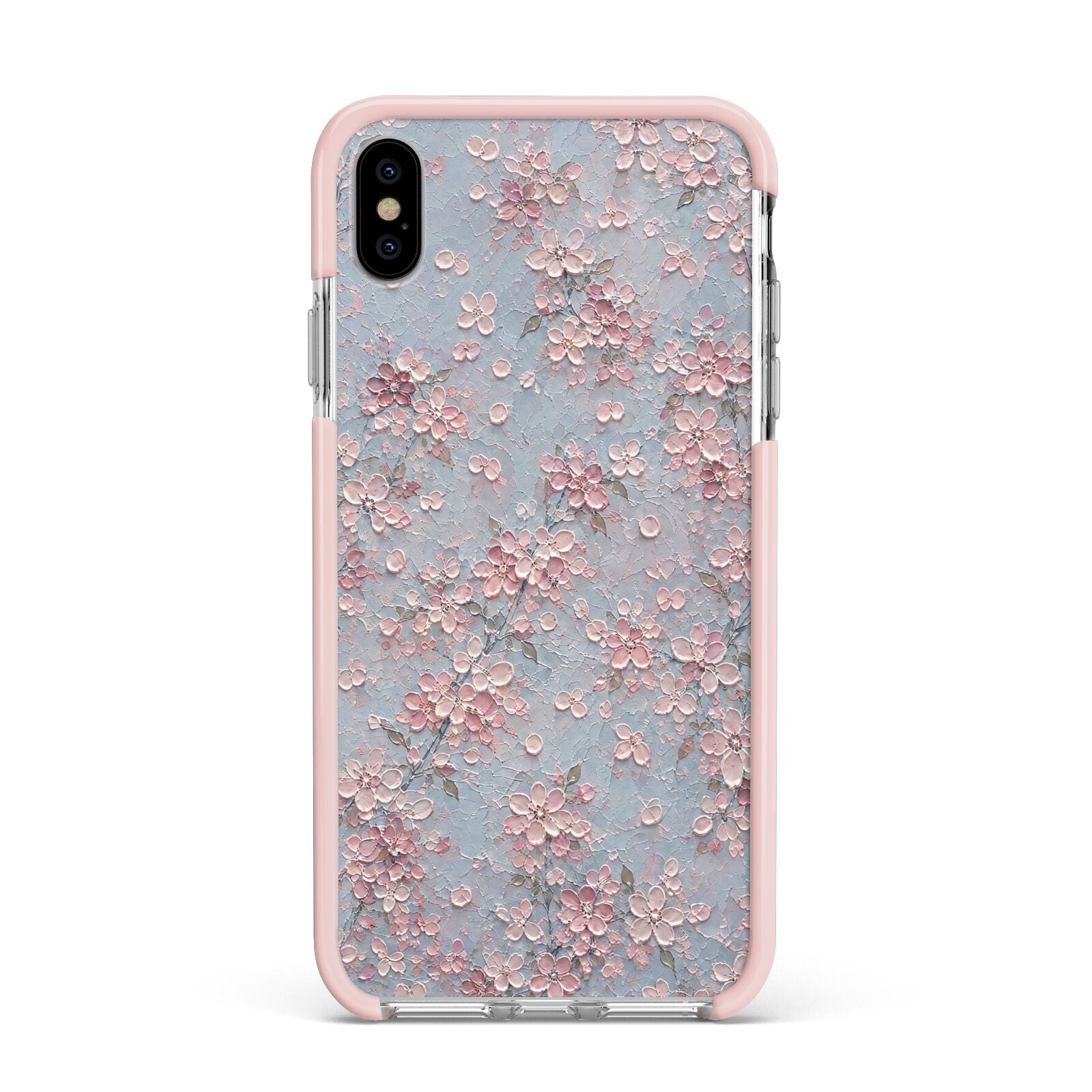 Blossom Haze Apple iPhone Xs Max Impact Case Pink Edge on Silver Phone