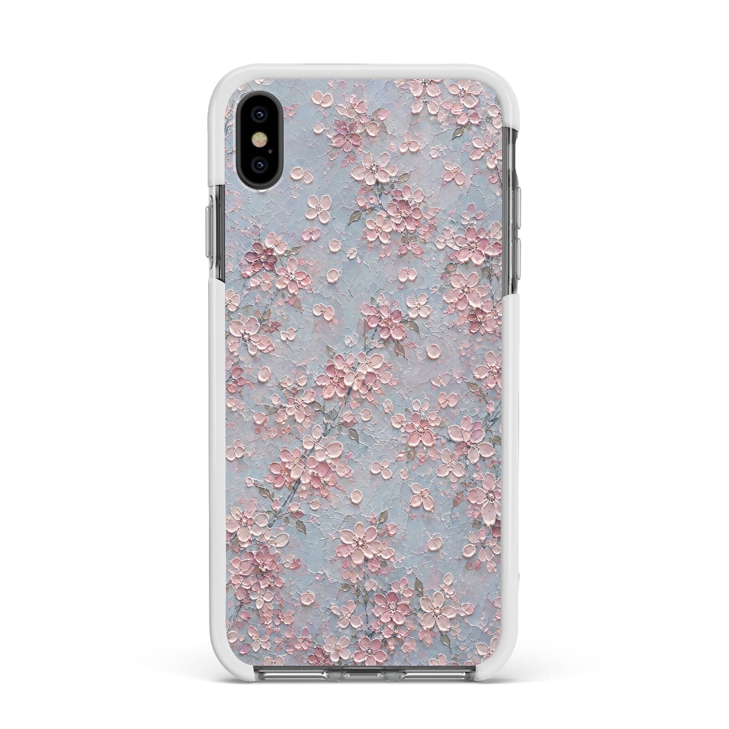 Blossom Haze Apple iPhone Xs Max Impact Case White Edge on Black Phone