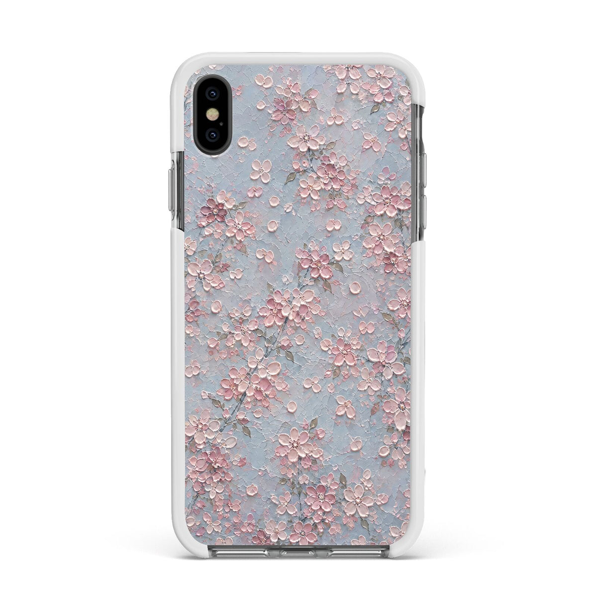 Blossom Haze Apple iPhone Xs Max Impact Case White Edge on Black Phone