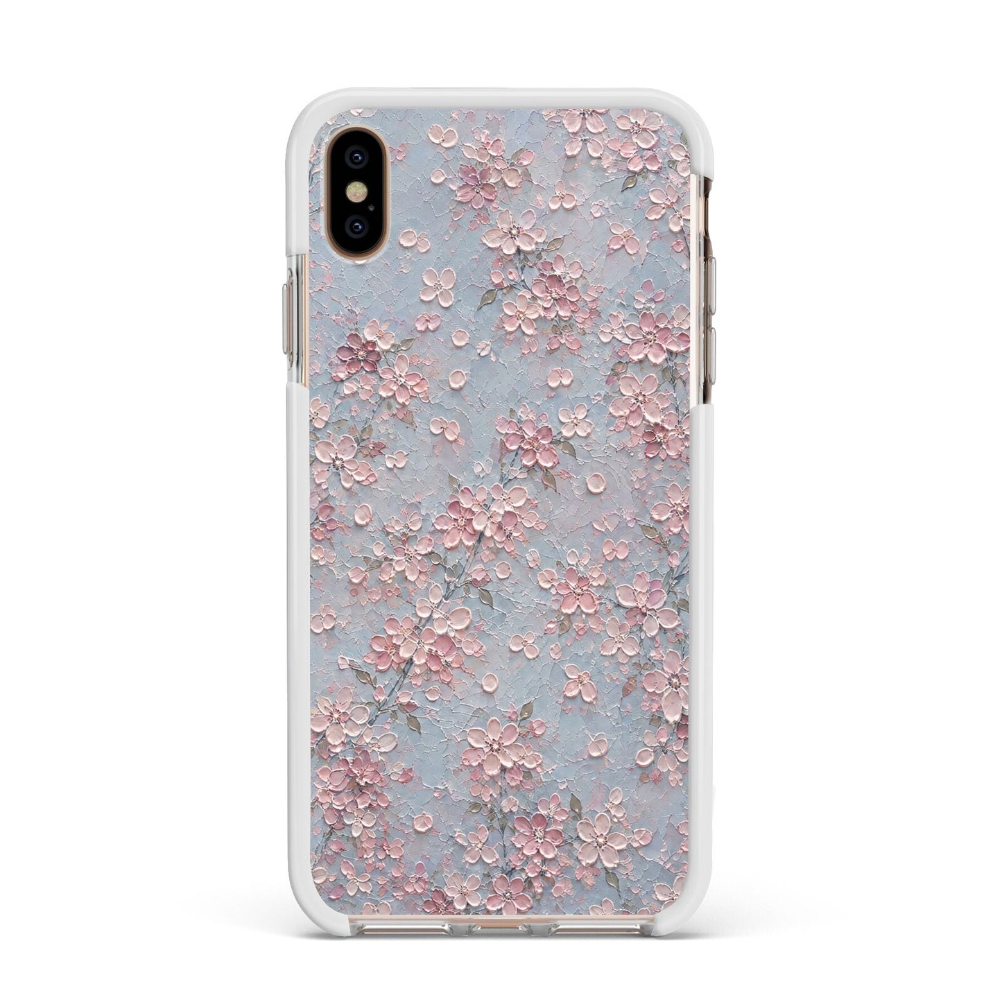Blossom Haze Apple iPhone Xs Max Impact Case White Edge on Gold Phone