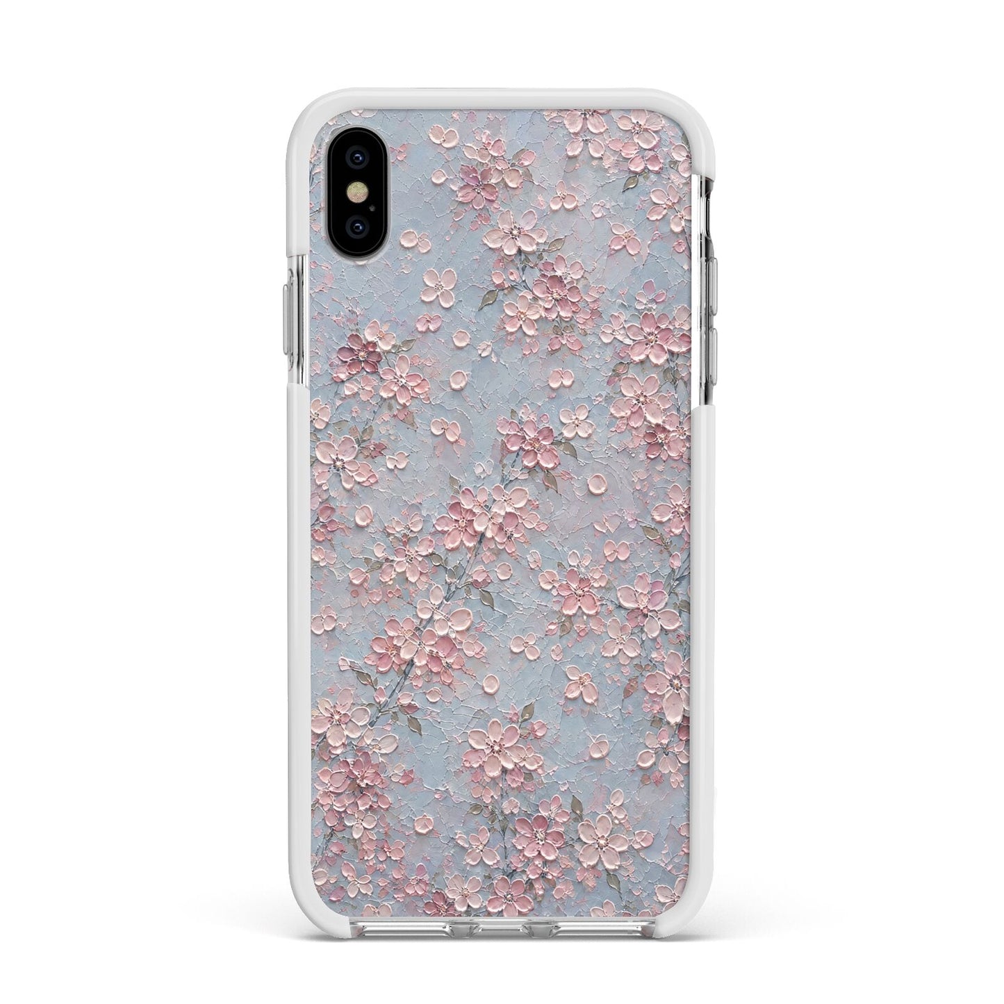 Blossom Haze Apple iPhone Xs Max Impact Case White Edge on Silver Phone