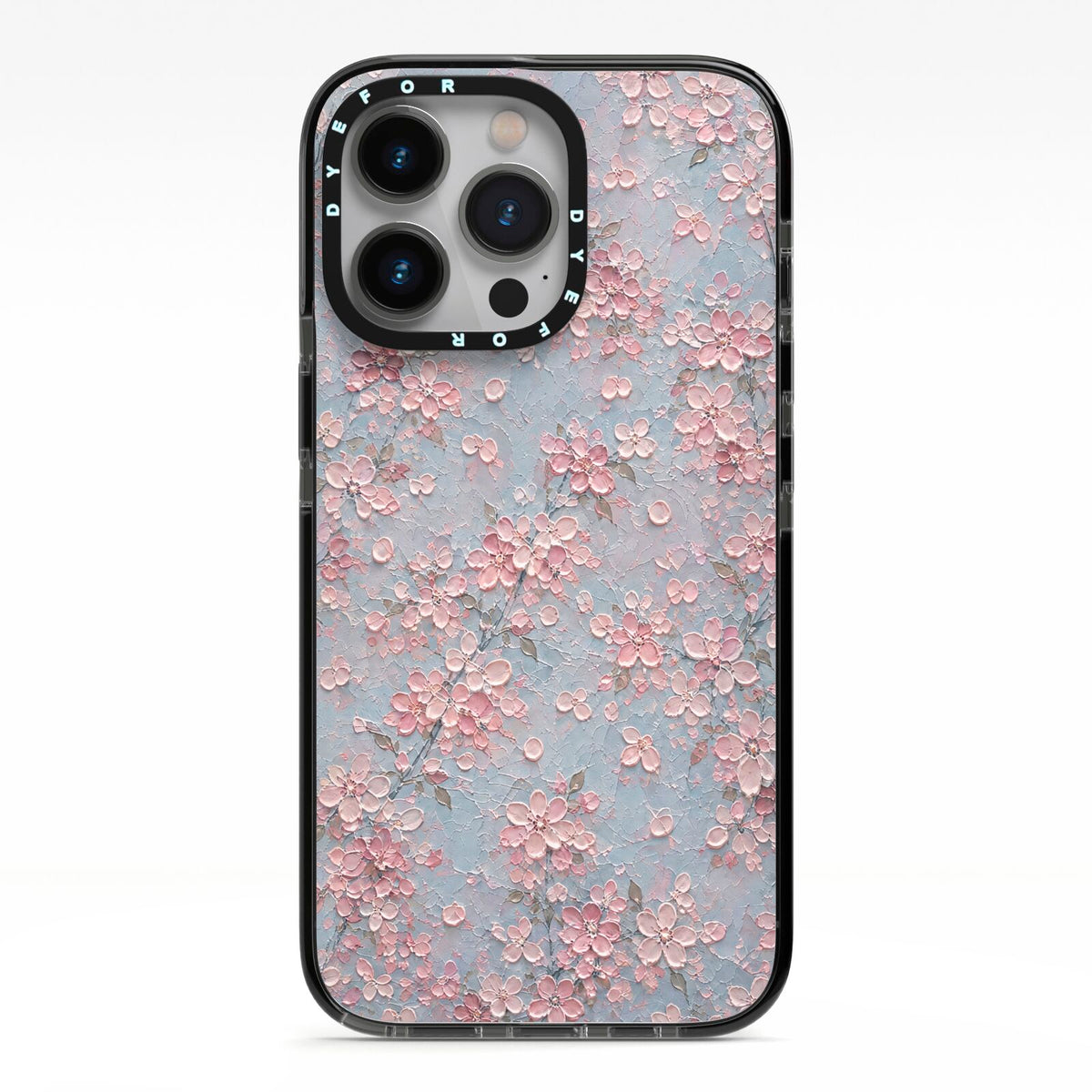 Blossom Haze iPhone 13 Pro Black Impact Case on Silver phone