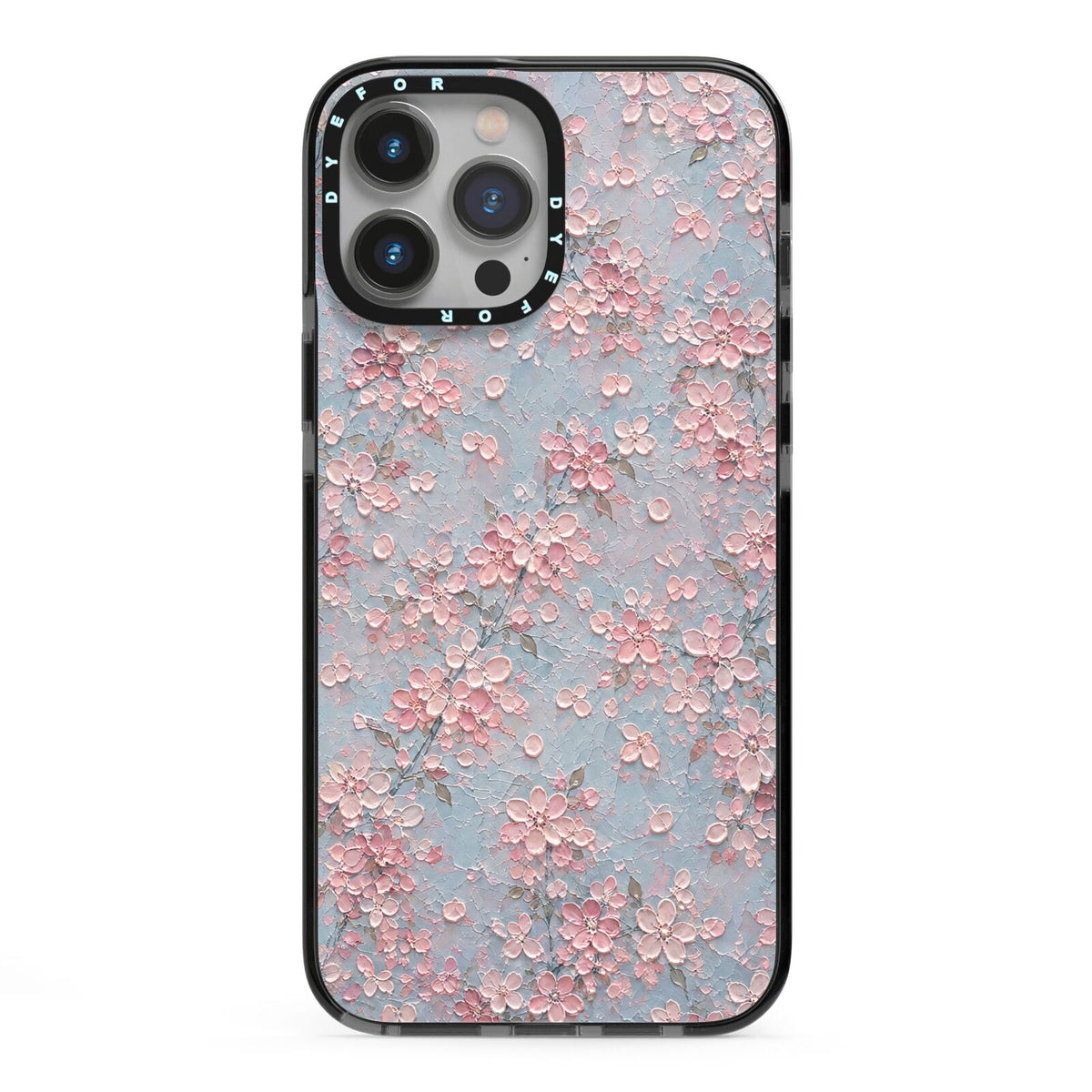 Blossom Haze iPhone 13 Pro Max Black Impact Case on Silver phone