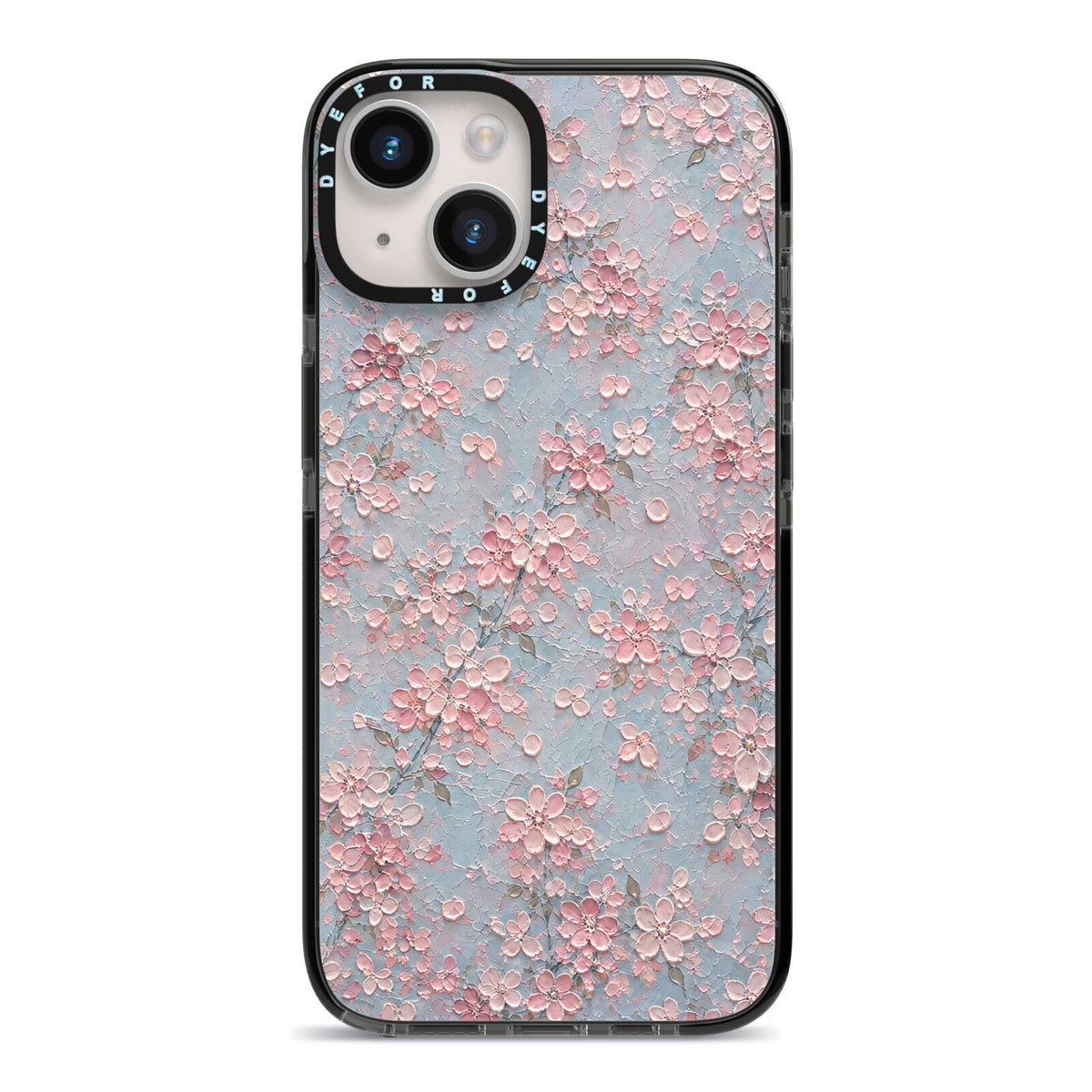 Blossom Haze iPhone 14 Black Impact Case on Silver phone