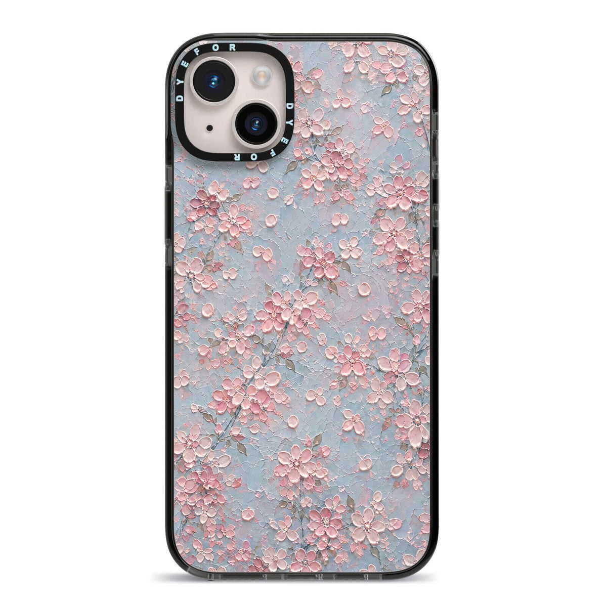 Blossom Haze iPhone 14 Plus Black Impact Case on Silver phone