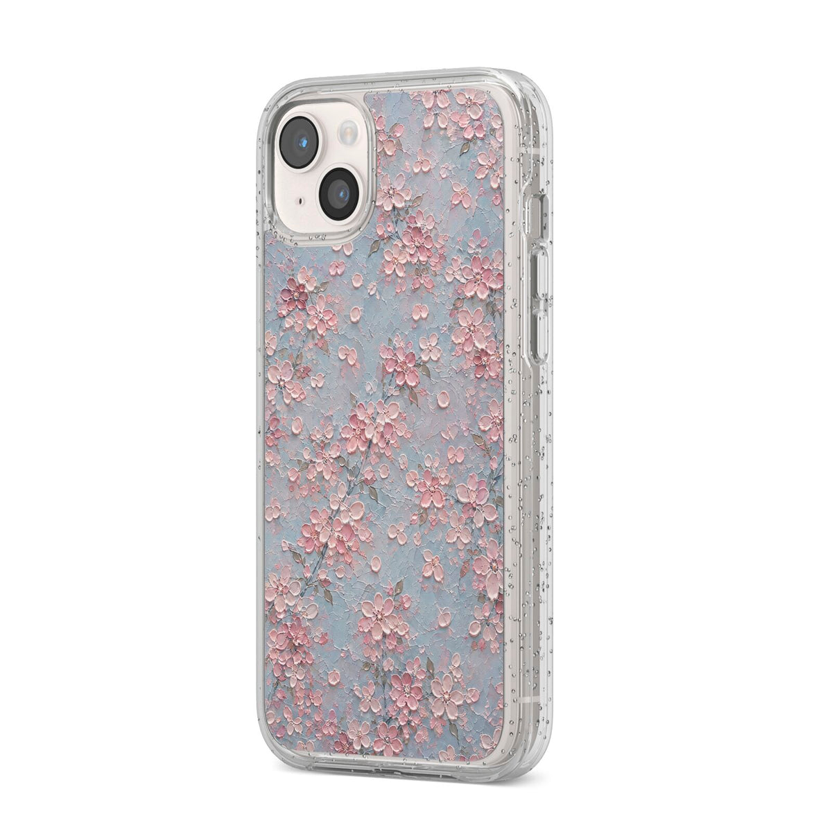 Blossom Haze iPhone 14 Plus Glitter Tough Case Starlight Angled Image