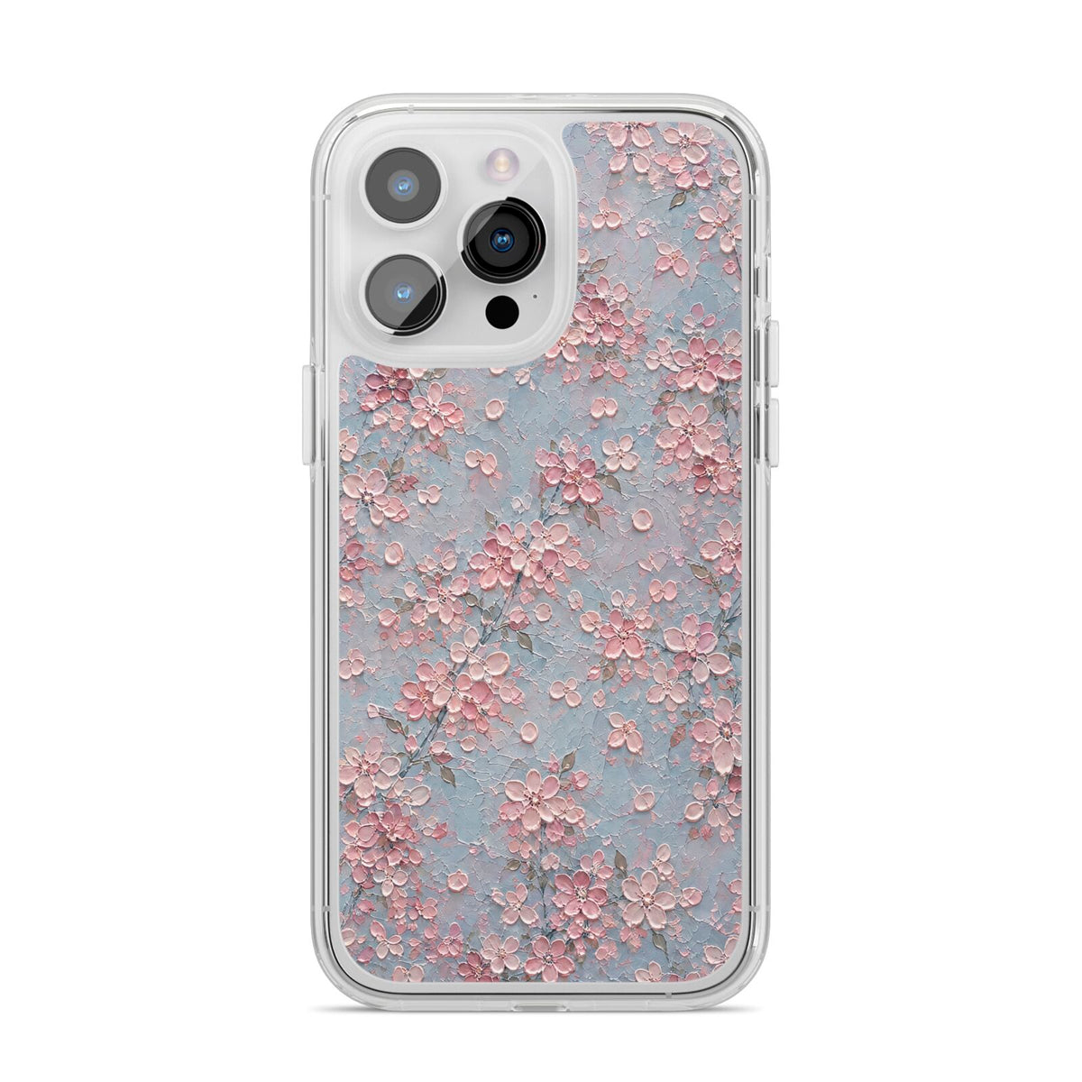 Blossom Haze iPhone 14 Pro Max Clear Tough Case Silver