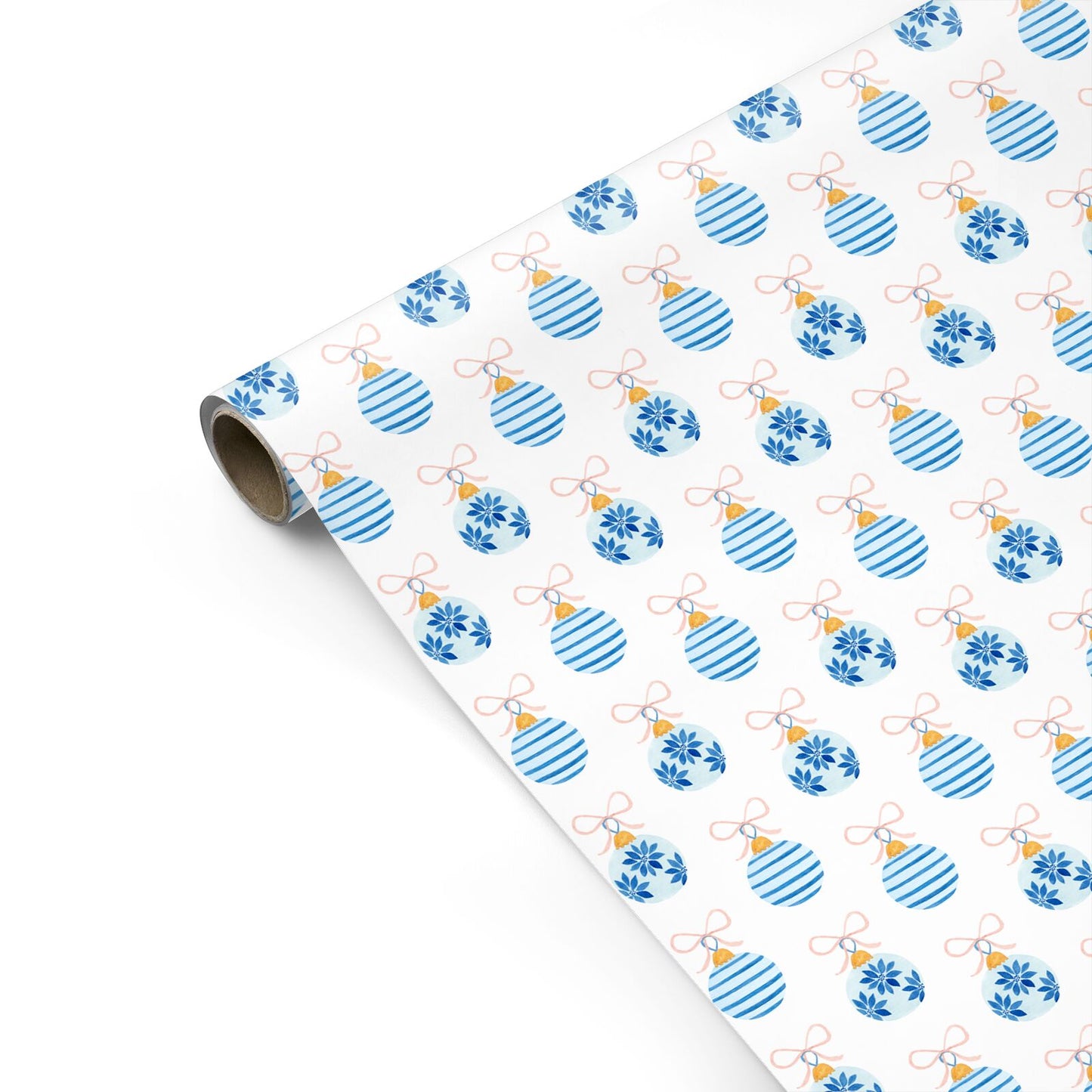 Blue Bauble Bow Personalised Gift Wrap