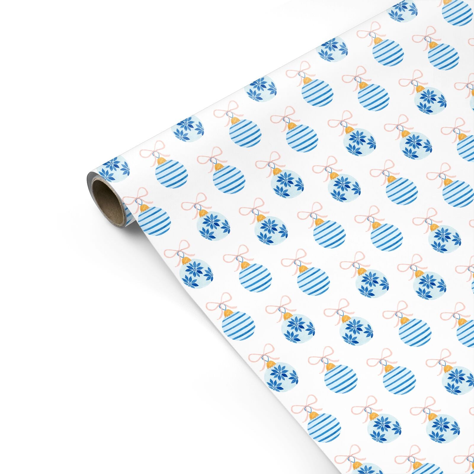 Blue Bauble Bow Personalised Gift Wrap
