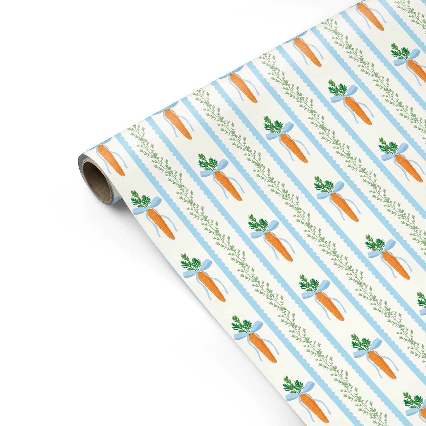 Blue Carrot Stripe Easter Design Personalised Gift Wrap