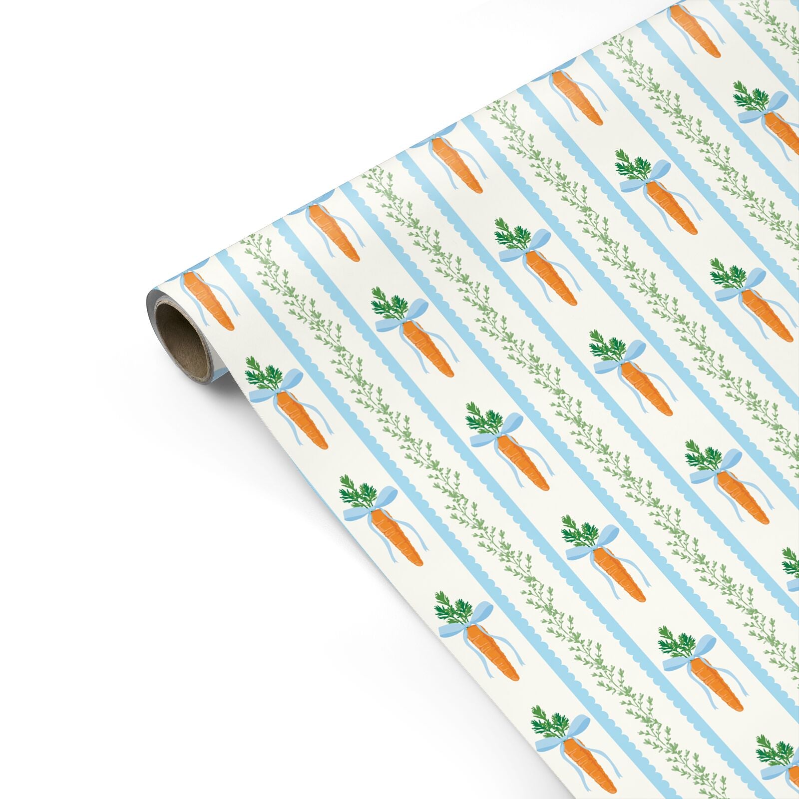 Blue Carrot Stripe Easter Design Personalised Gift Wrap