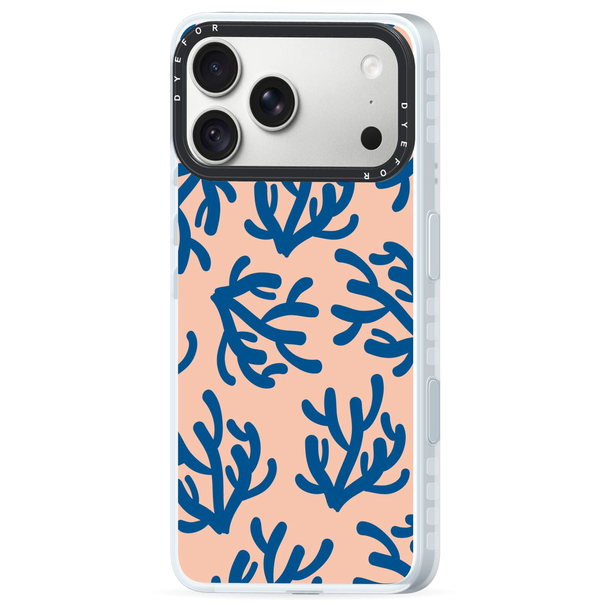 Blue Coral iPhone 18 Pro Black Impact Pre order Case Side Angle on Silver phone