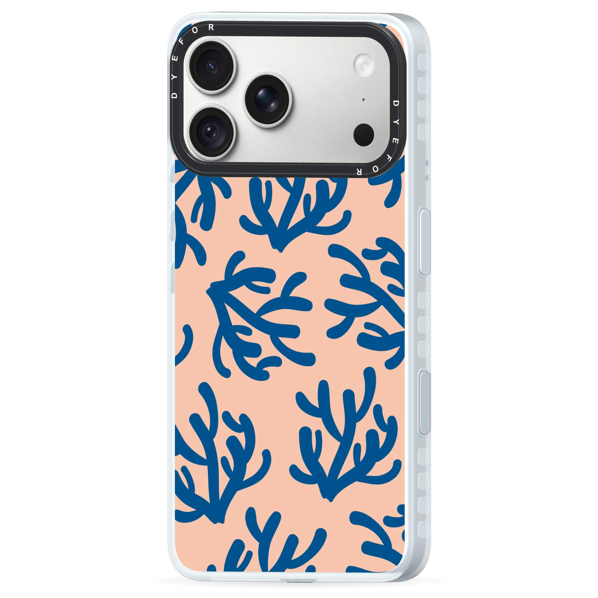 Blue Coral iPhone 18 Pro Max Black Impact Pre order Case Side Angle on Silver phone