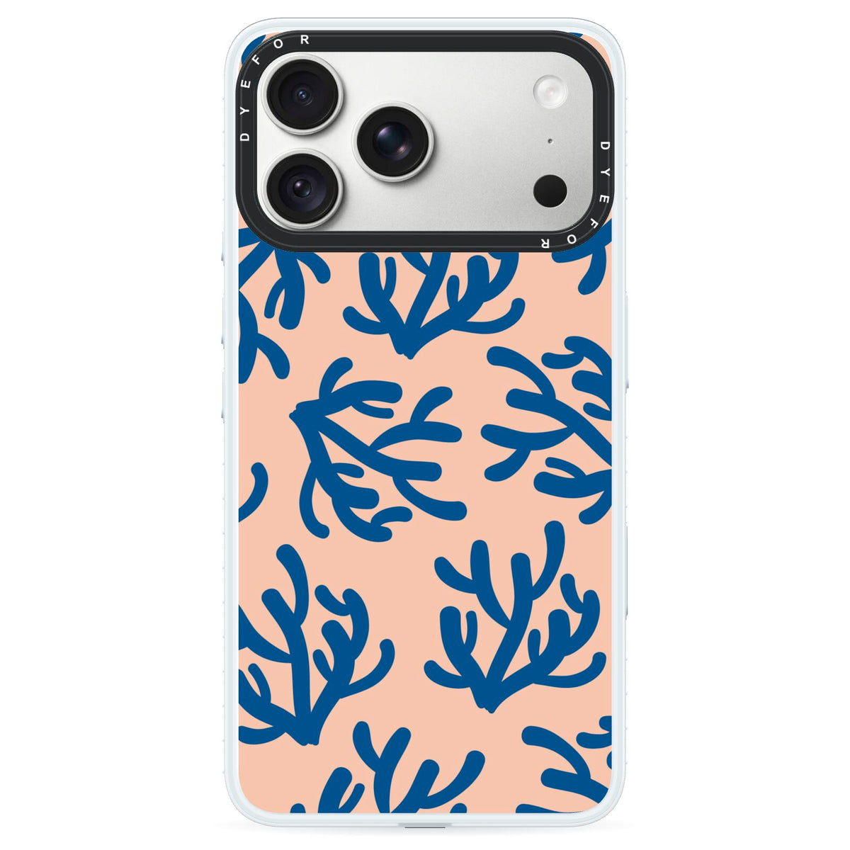 Blue Coral iPhone 18 Pro Max Black Impact Pre order Case on Silver phone