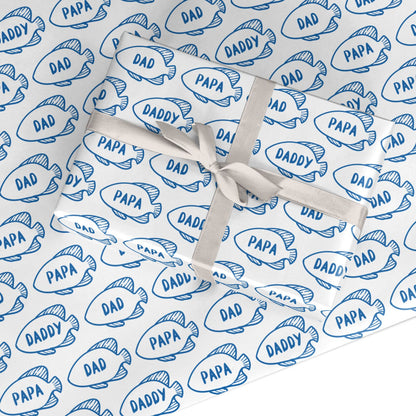 Blue Fish Fathers Day Custom Wrapping Paper