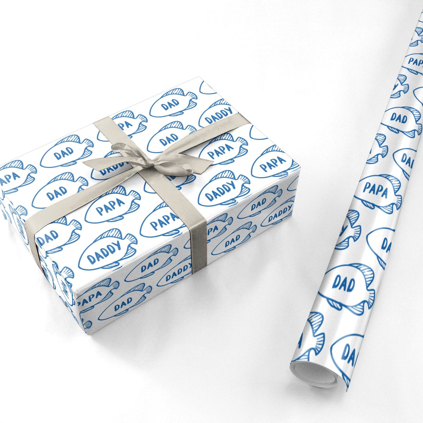 Blue Fish Fathers Day Personalised Wrapping Paper