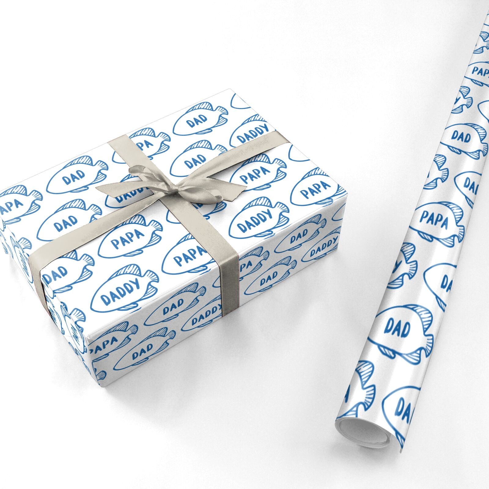 Blue Fish Fathers Day Personalised Wrapping Paper