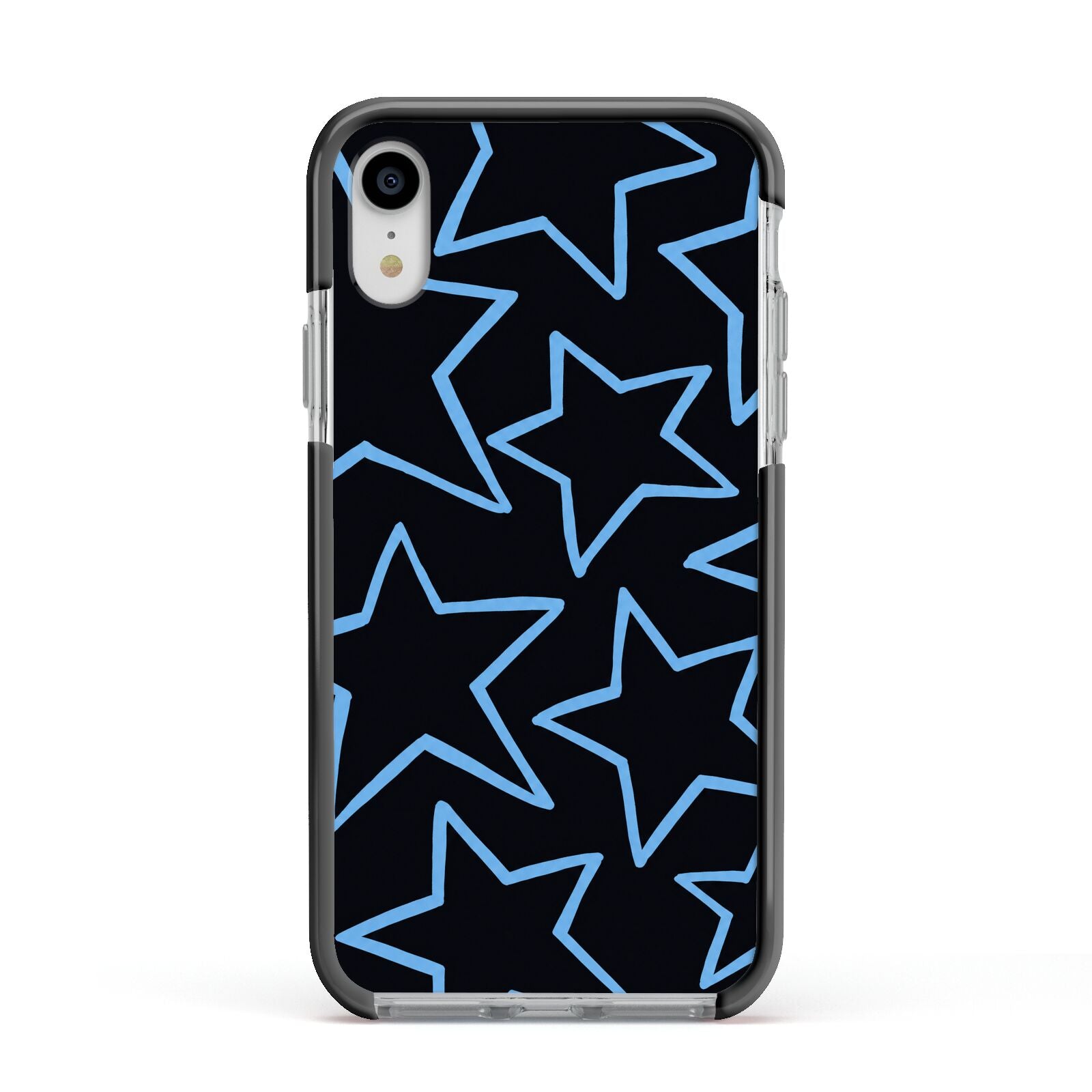 Blue Hour Stars Apple iPhone XR Impact Case Black Edge on Silver Phone