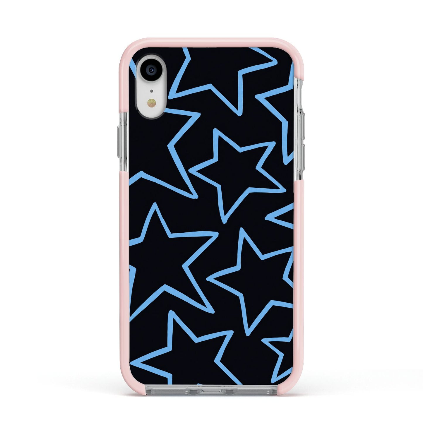 Blue Hour Stars Apple iPhone XR Impact Case Pink Edge on Silver Phone