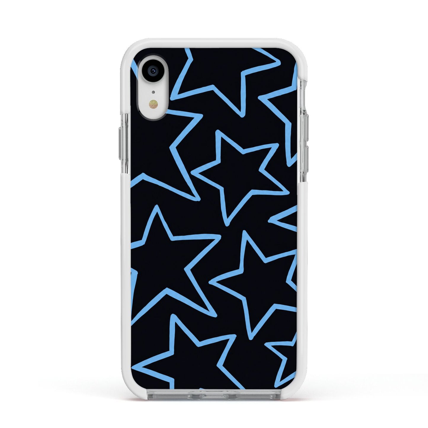 Blue Hour Stars Apple iPhone XR Impact Case White Edge on Silver Phone