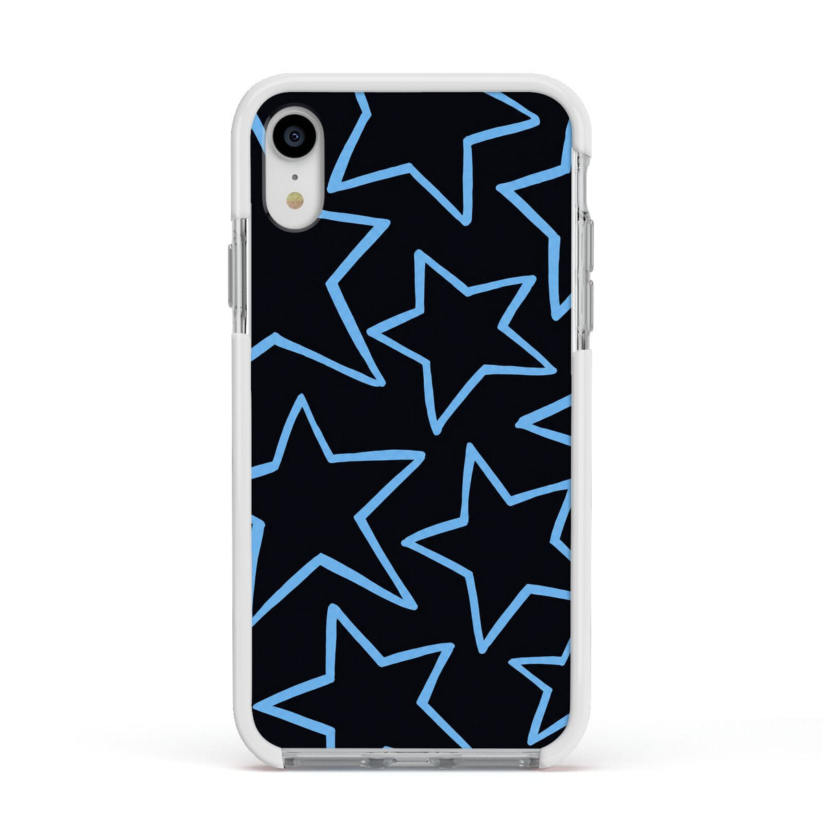 Blue Hour Stars Apple iPhone XR Impact Case White Edge on Silver Phone