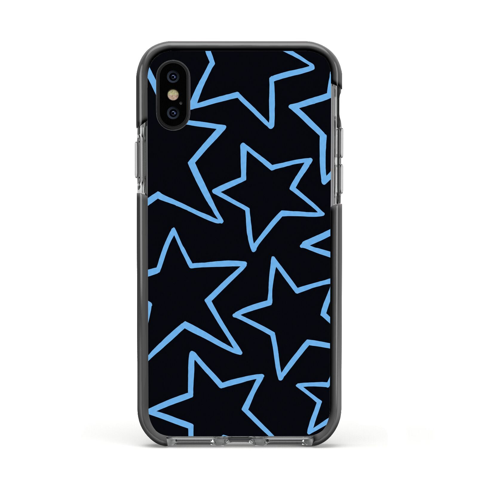 Blue Hour Stars Apple iPhone Xs Impact Case Black Edge on Black Phone