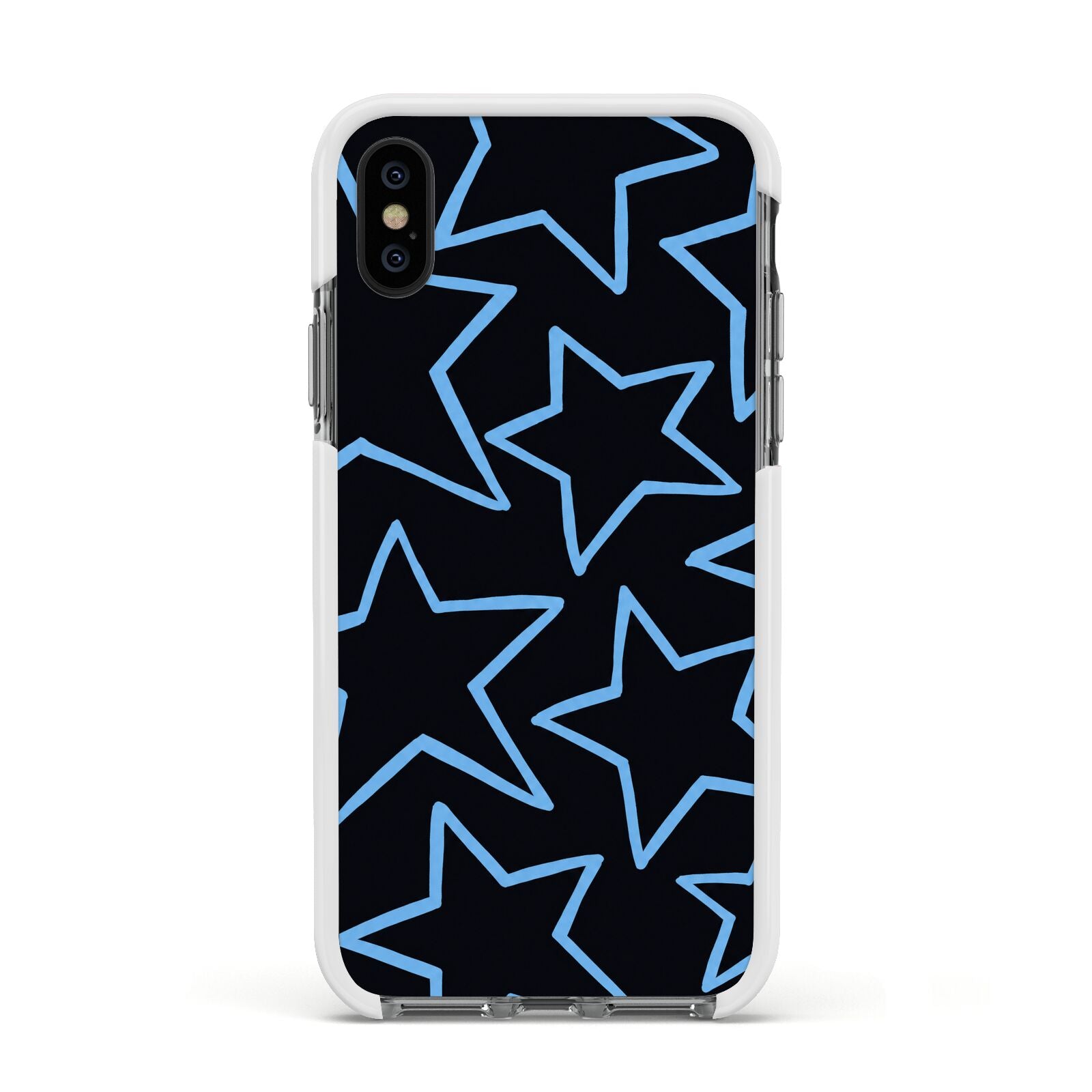 Blue Hour Stars Apple iPhone Xs Impact Case White Edge on Black Phone