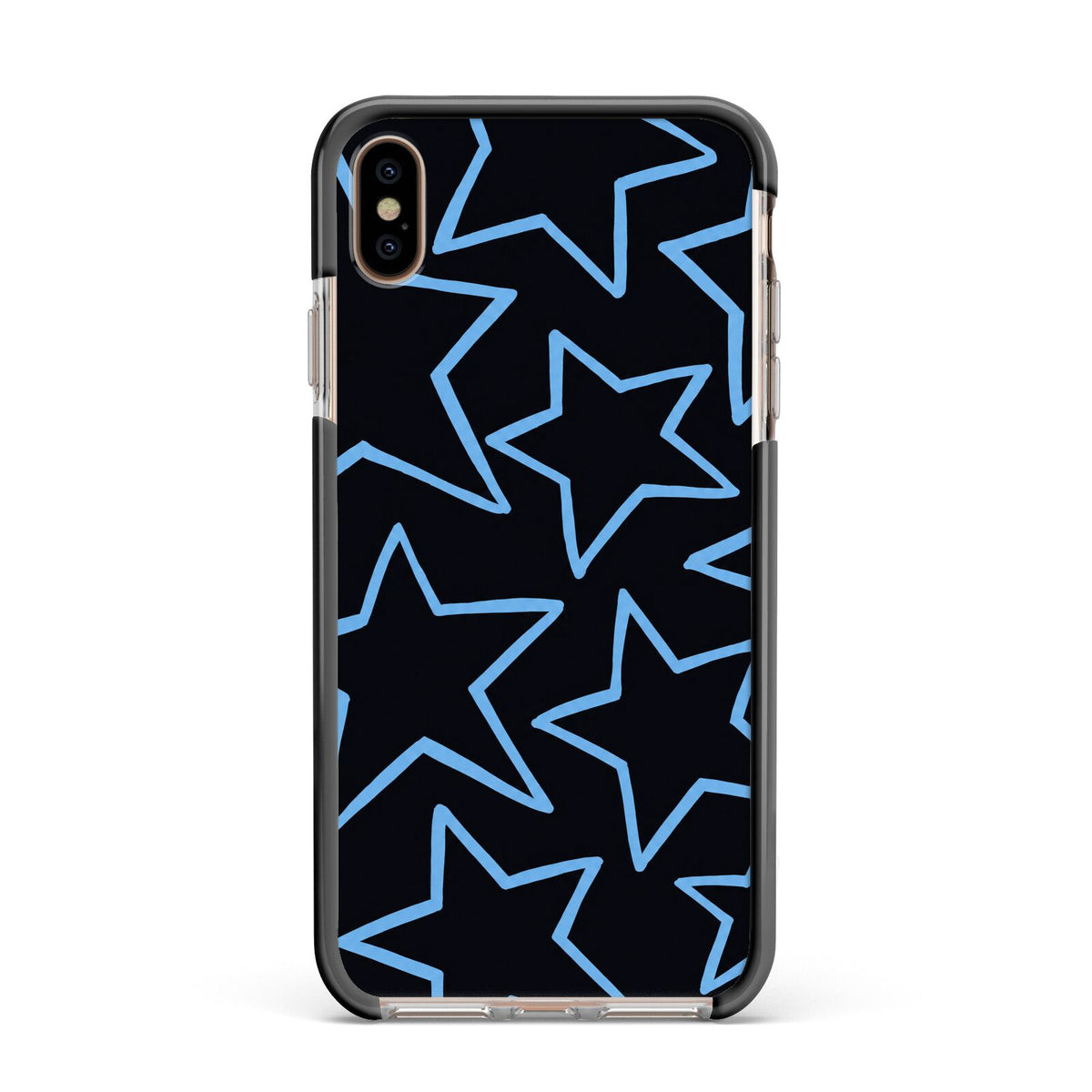 Blue Hour Stars Apple iPhone Xs Max Impact Case Black Edge on Gold Phone