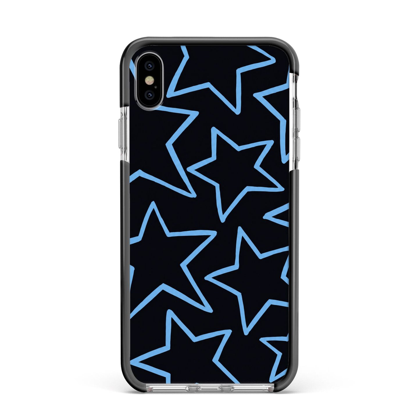 Blue Hour Stars Apple iPhone Xs Max Impact Case Black Edge on Silver Phone