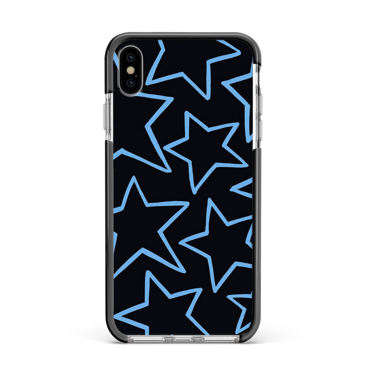Blue Hour Stars Apple iPhone Xs Max Impact Case Black Edge on Silver Phone