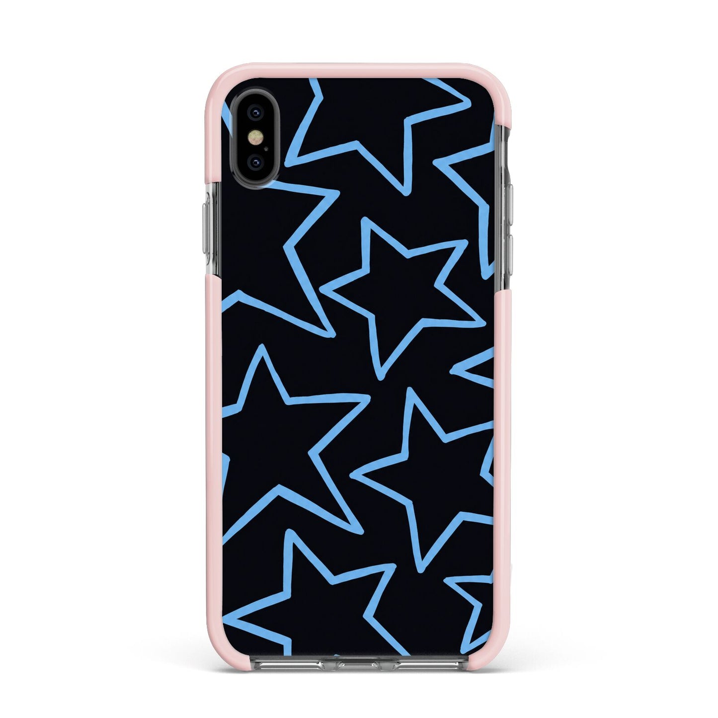 Blue Hour Stars Apple iPhone Xs Max Impact Case Pink Edge on Black Phone