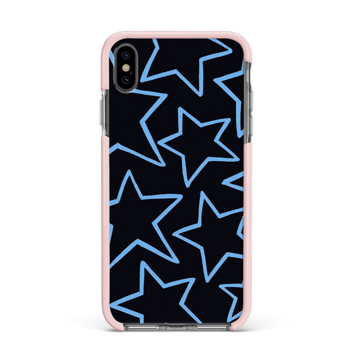 Blue Hour Stars Apple iPhone Xs Max Impact Case Pink Edge on Black Phone