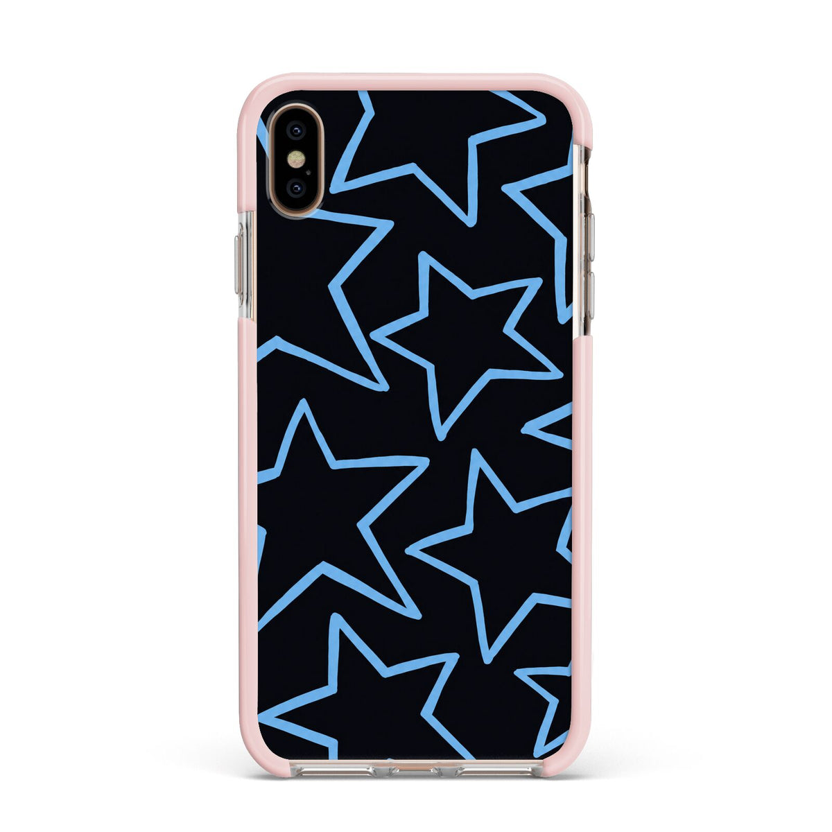 Blue Hour Stars Apple iPhone Xs Max Impact Case Pink Edge on Gold Phone
