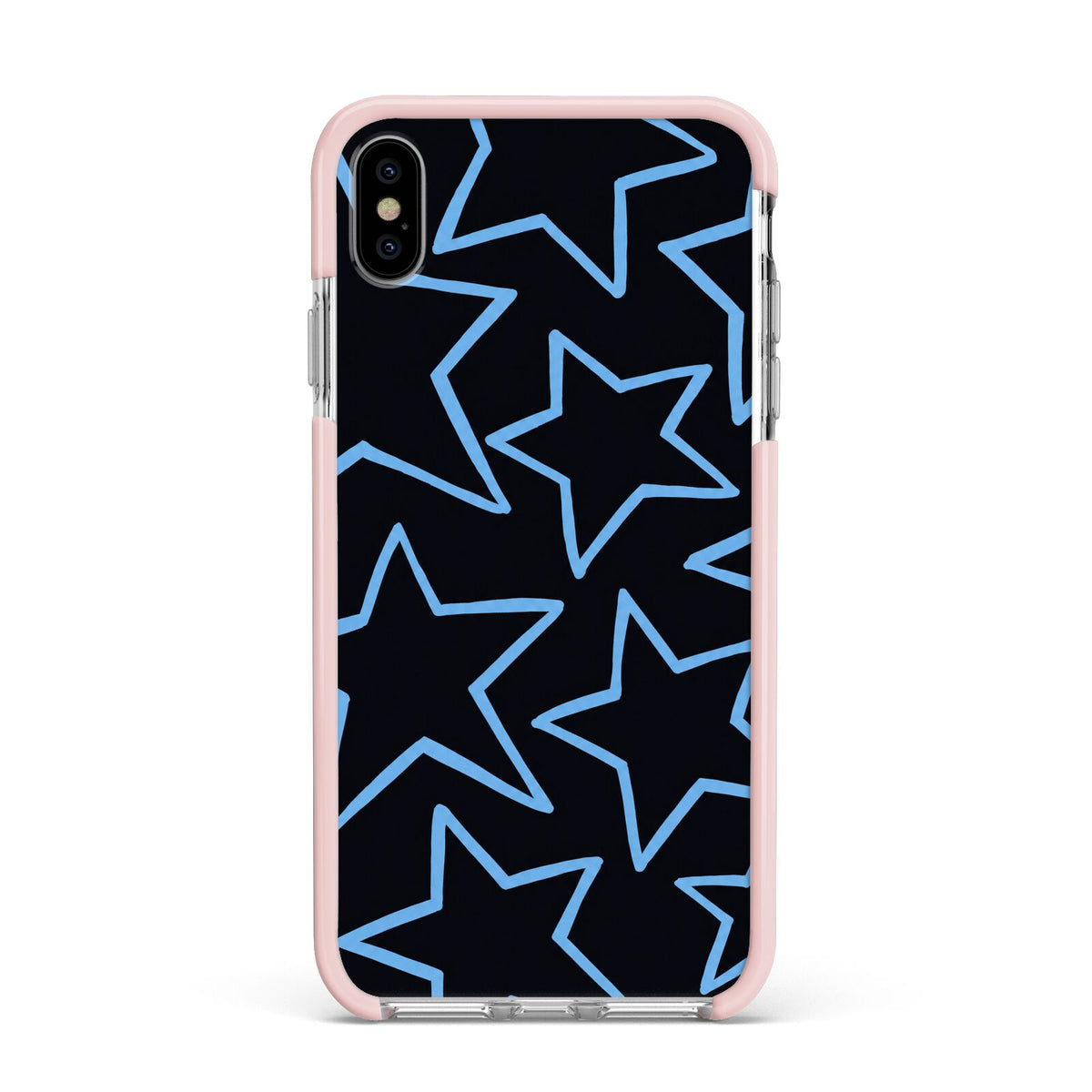 Blue Hour Stars Apple iPhone Xs Max Impact Case Pink Edge on Silver Phone