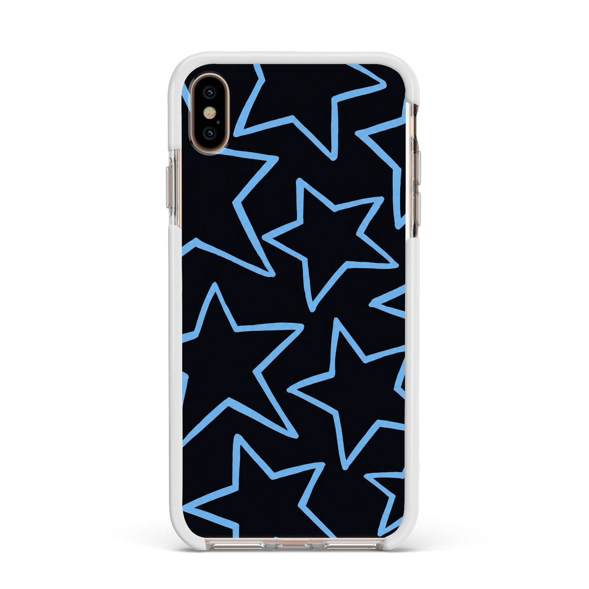 Blue Hour Stars Apple iPhone Xs Max Impact Case White Edge on Gold Phone